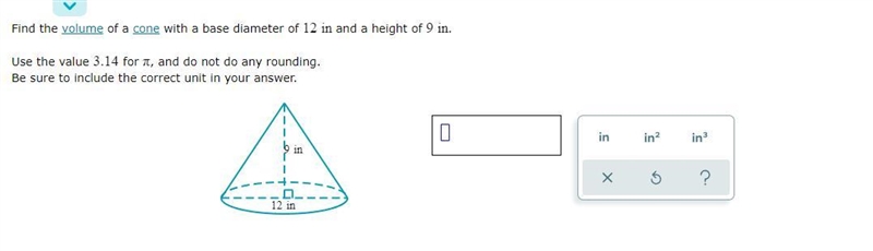 Find the volume of a cone-example-1