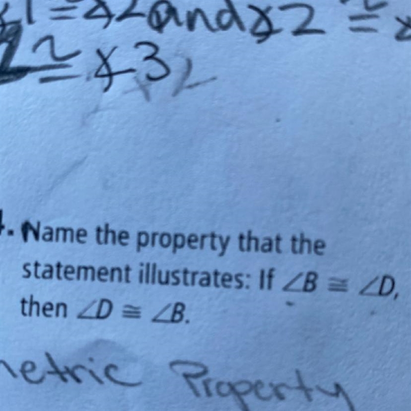 Name the property that the statement illustrates: If B = D, then D = B.-example-1