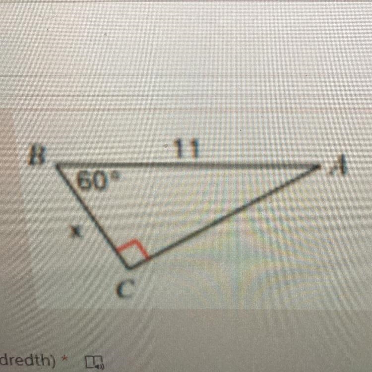 Find the missing side X round to the nearest hundredth-example-1