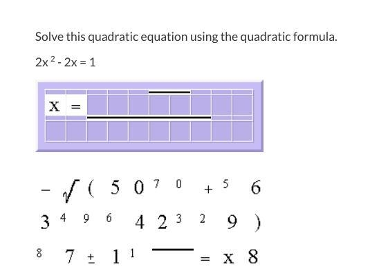 Solve this quadratic equation using the quadratic formula. 2x 2 - 2x = 1-example-1