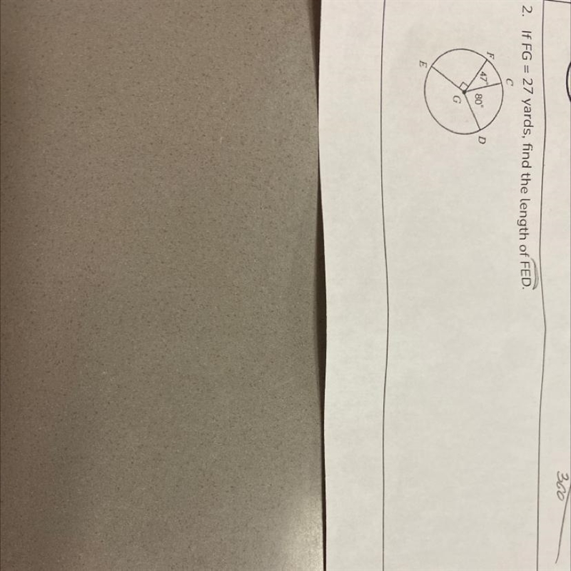 If FG = 27 yards, find the length of FED.= I need help end of semester and I need-example-1