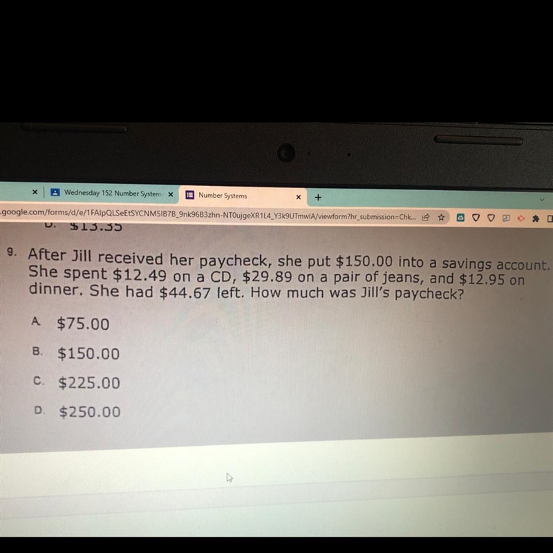 after jill received her paycheck, she put $150.00 into a saving account. she spent-example-1