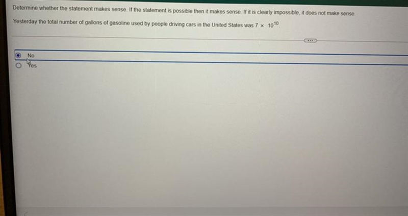 Determine whether the statement makes sense or not (Please help)-example-1