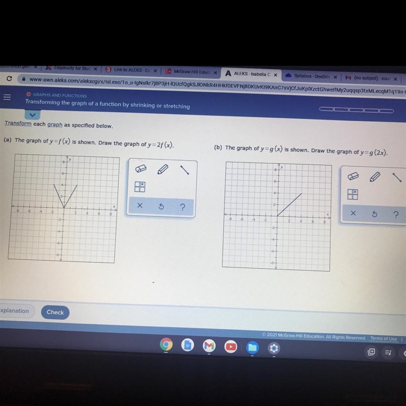 Transform each graph as specified below.(a) The graph of y=f(x) is shown. Draw the-example-1