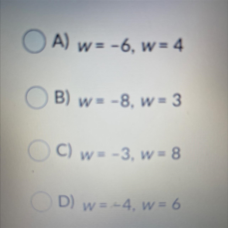 Solve w2 + 2 w - 24 = 0.-example-1