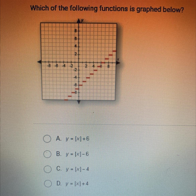 Which of the following functions is graphed below?-example-1