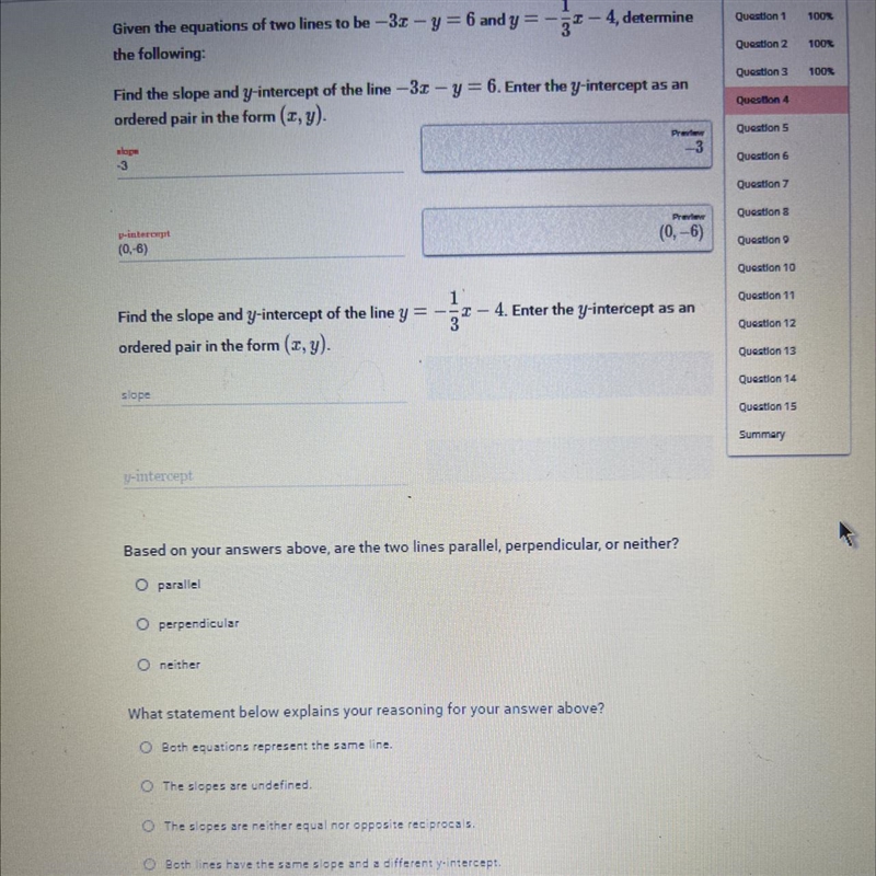 -4, determineGiven the equations of two lines to be -3x - y = 6 and ythe following-example-1