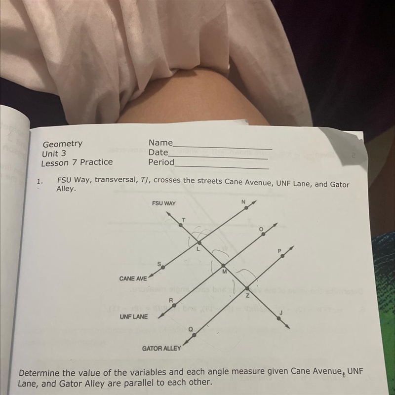 3. angle TLS = (9x + 19) angle TLN = (5x - 7) and angle NLM = (y - 1) 4. angle LMR-example-1