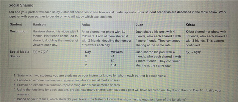 100! POINTS You and your partner will each study 2 student scenarios to see how social-example-1