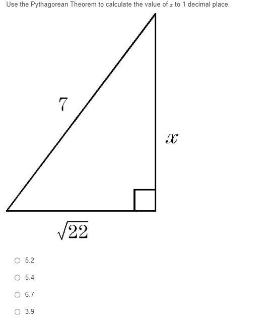 Use the Pythagorean Theorem to calculate the value of to 1 decimal place.-example-1