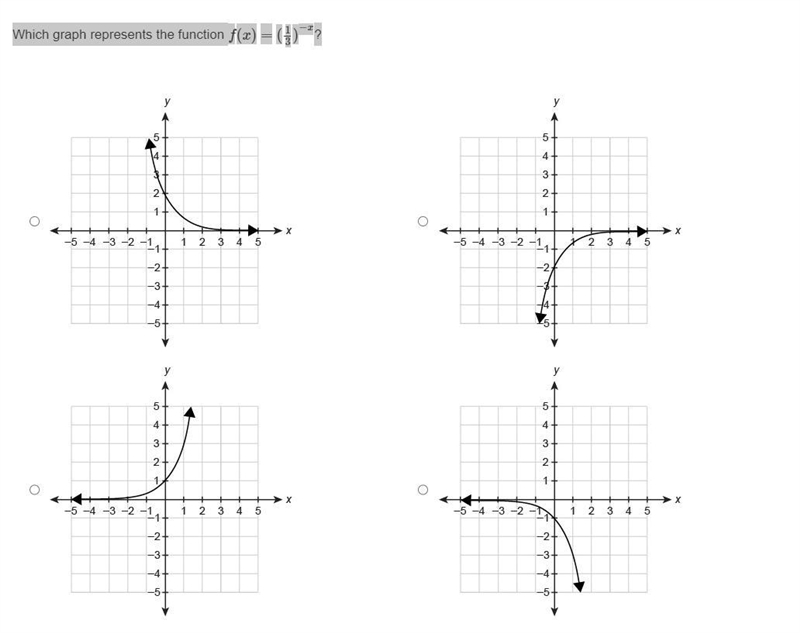 Which graph represents the function f(x)=(13)−x?-example-1