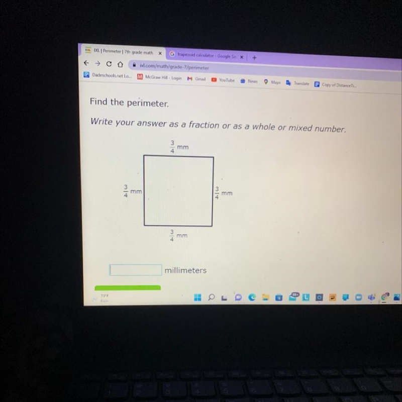 Find the perimeter. Write your answer as a fraction or as a whole or mixed number-example-1