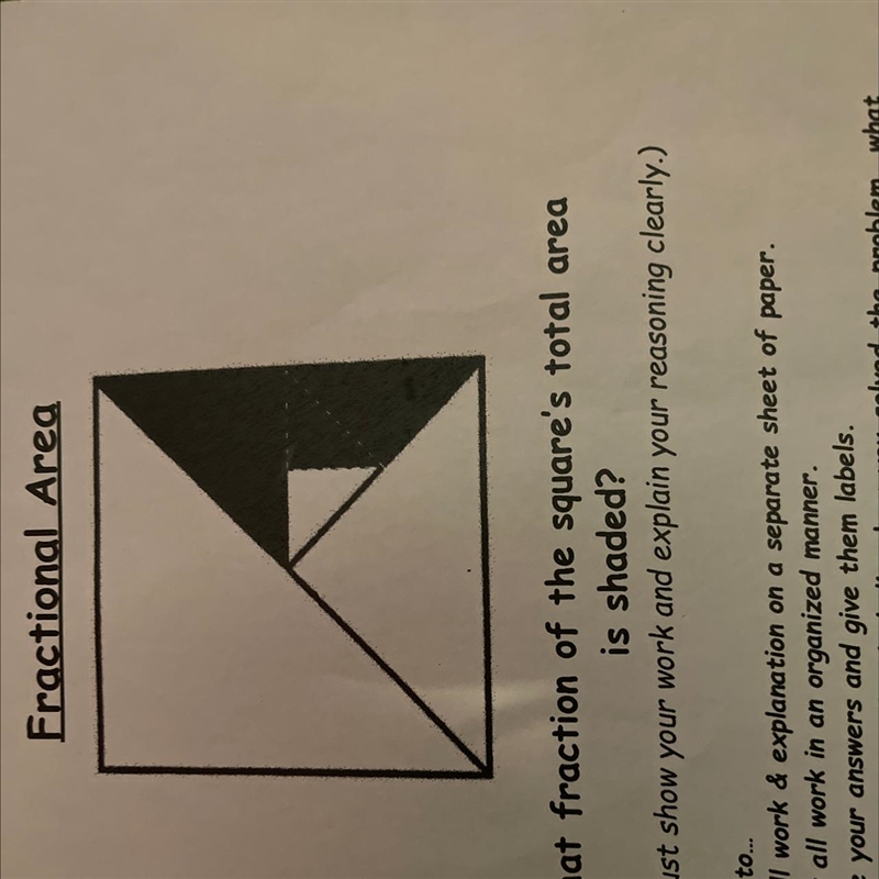 Fractional Area What fraction of the square's total area is shaded?-example-1