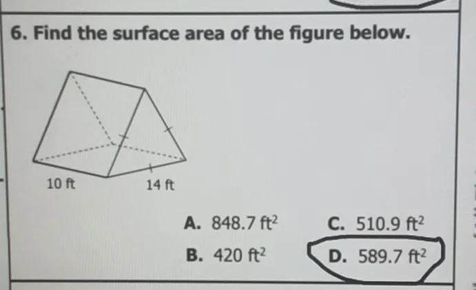 find the surface area of the figure below. as you can see the question has already-example-1