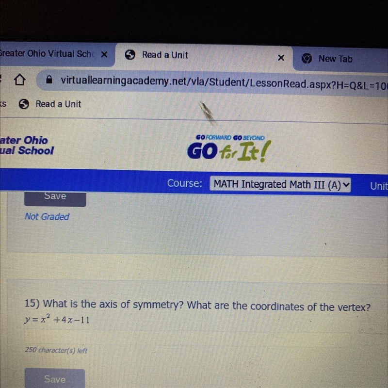 What is the axis of symmetry? What are the coordinates of the vertex? y=x² +4x-11-example-1