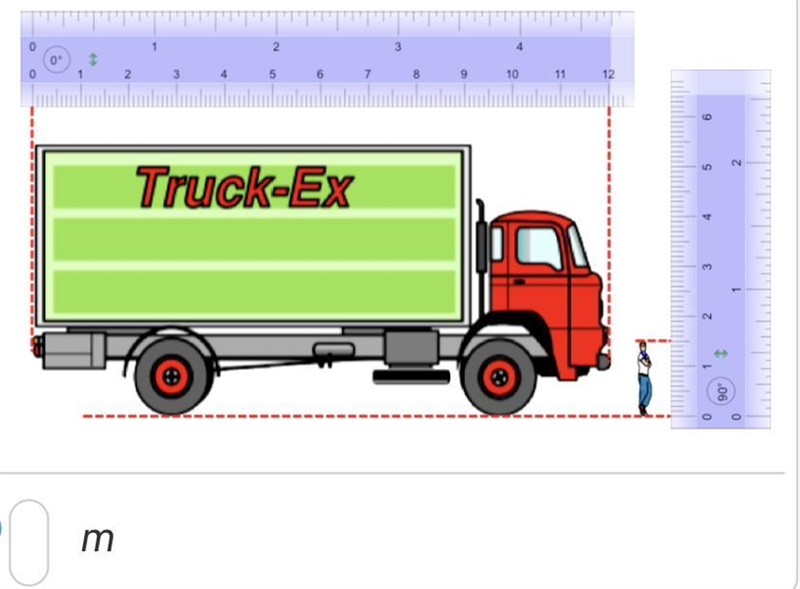 Here is a diagram of a person standing next to a lorry. The diagram shows two centimetre-example-1