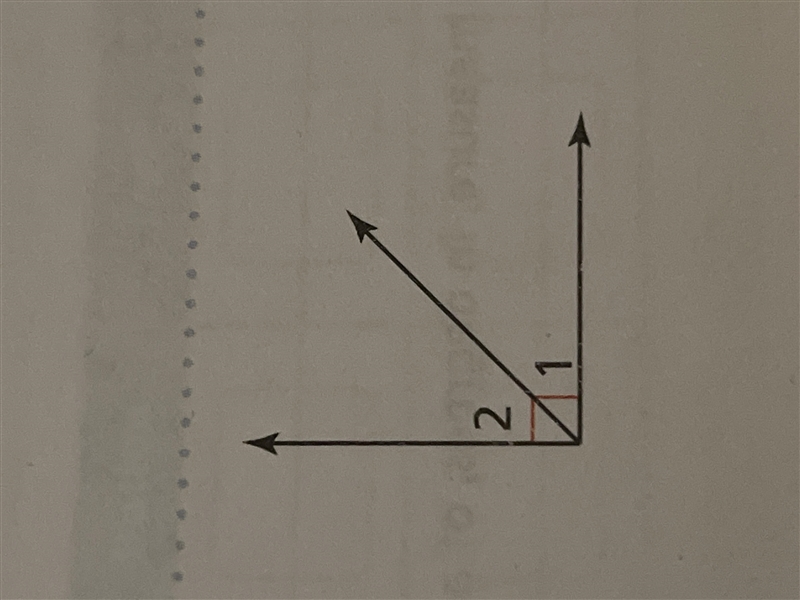 Angles 1 and 2 are complementary angles. The measure of angle 1 is 42 degrees, and-example-1