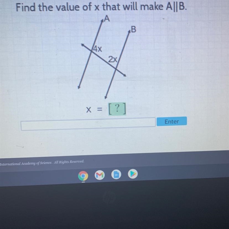 Find the value of x that will make A||B. A B. 14x 2x X = = [?]-example-1