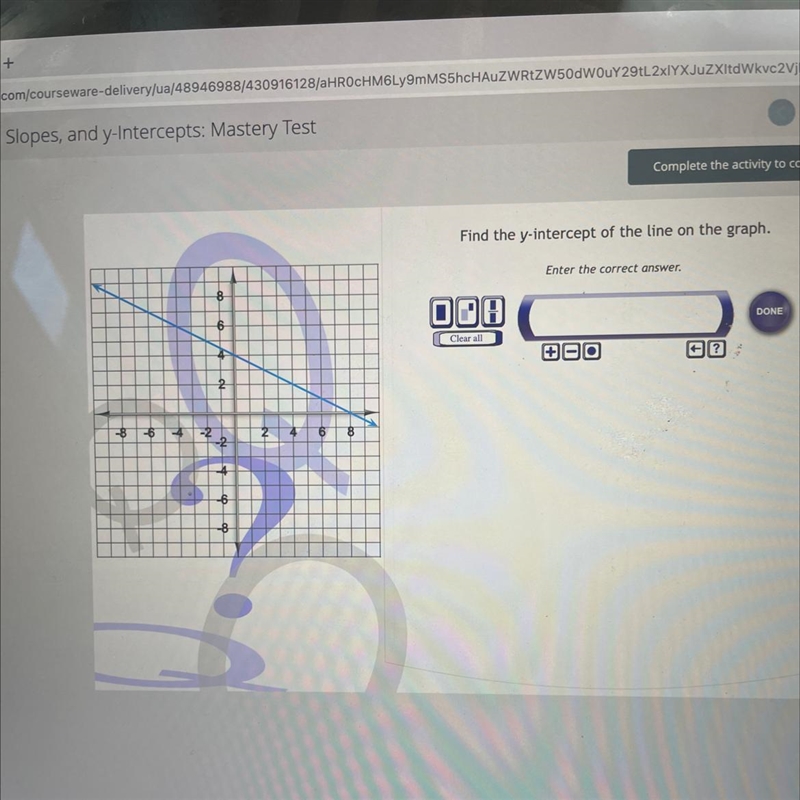 Find the y-intercept of the line on the graph. Enter the correct answer.-example-1