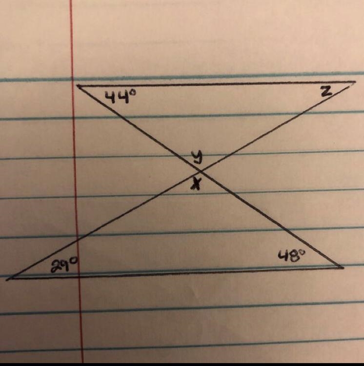 Can you help me please? Can you solve for each variable? (x, y, and z)-example-1