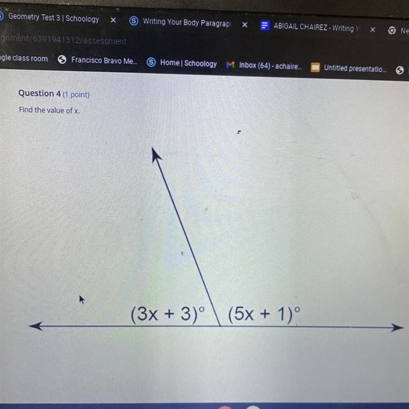 Find the value of x. (3x + 3) (5x + 1) Please help me :)-example-1