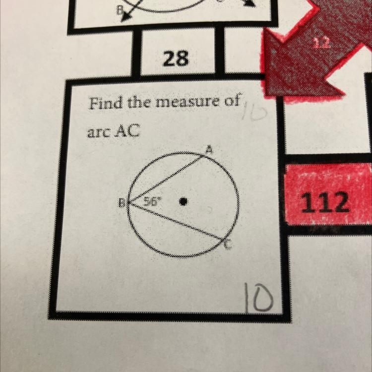 Find the measure of arc AC - I already have the answer just need the work-example-1