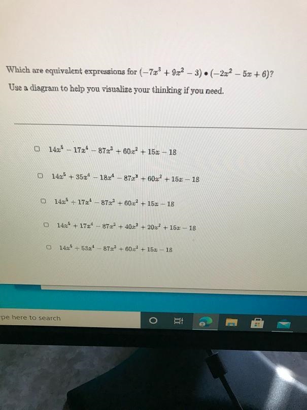 Using the area model below, write the standard form of the product.-3x2x?5-example-1