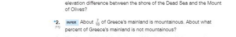 About 7/10 Of Greece’s mainland is Mountainous. About what percent of Greece’s mainland-example-1