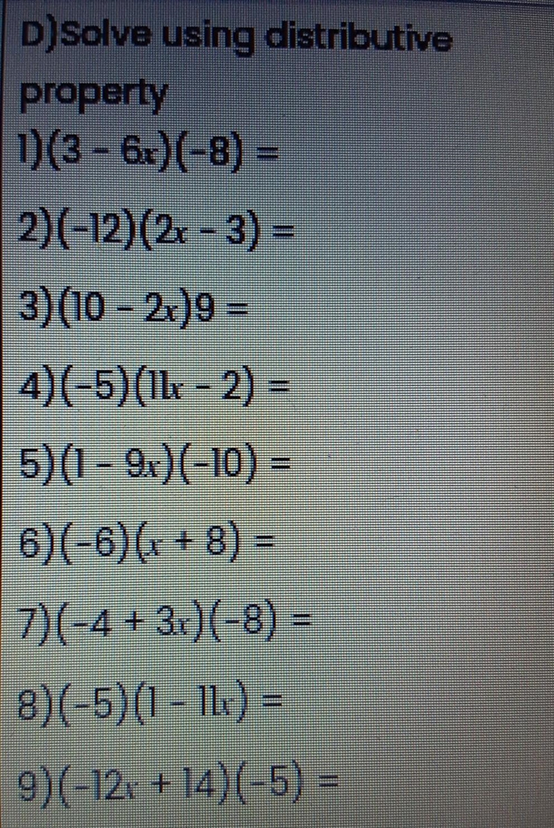 Please someone tell me the answers to these I dont remember how to do distributive-example-1