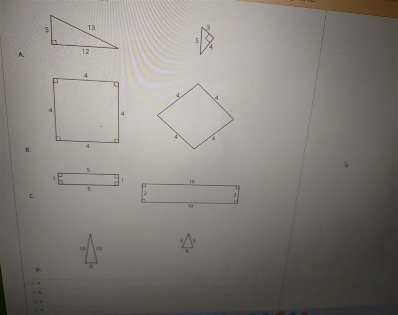 Which pair of polygons is similar? a, b , c or d? ​-example-1