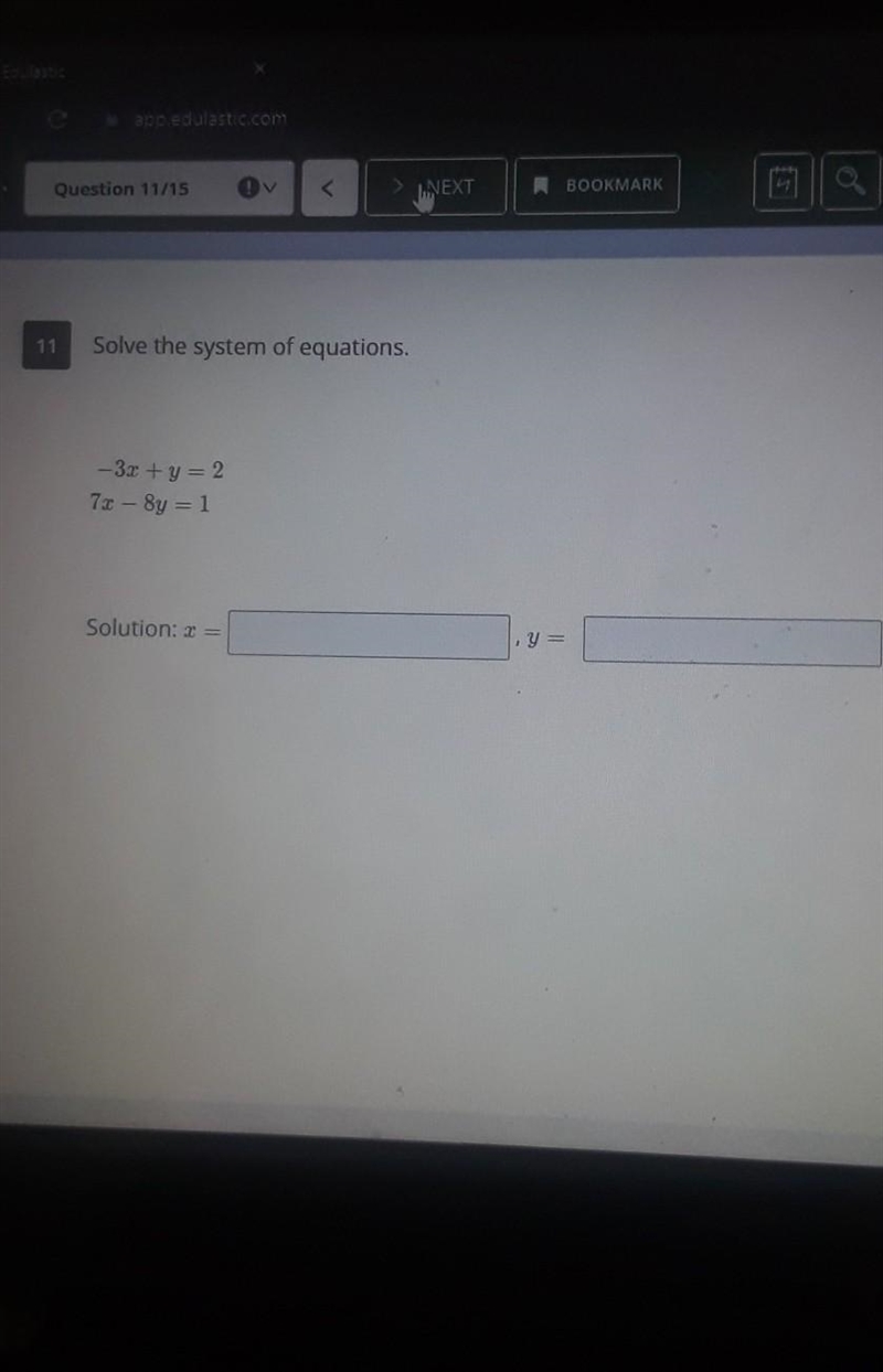 Solve the system of equation -3x + y equals to 7 x - 8 y equals 1-example-1