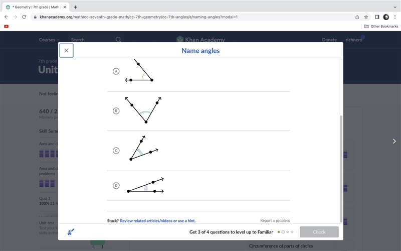 Which angle refers to the same angle as \angle DAC∠DACangle, D, A, C?-example-1