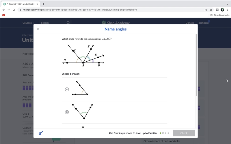 Which angle refers to the same angle as \angle DAC∠DACangle, D, A, C?-example-2