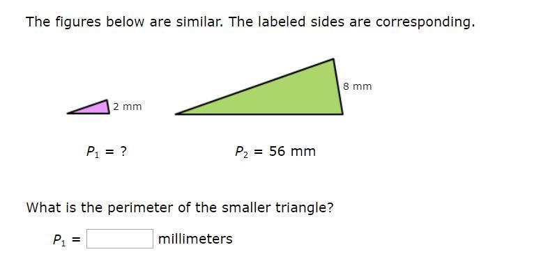 What is the perimeter of the smaller triangle?-example-1