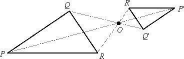 If point O represents the origin, PQ = 12 units, and P'Q' = 3 units, find the scale-example-1