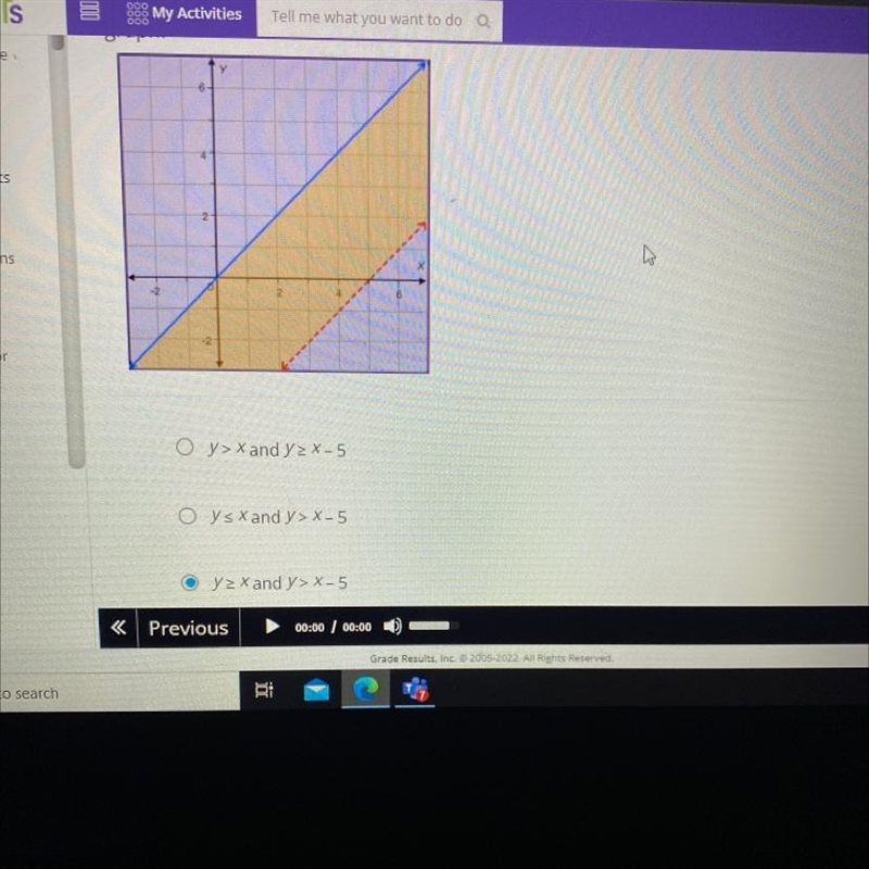 Can someone please check my answer question: Find the system of linear inequalities-example-1