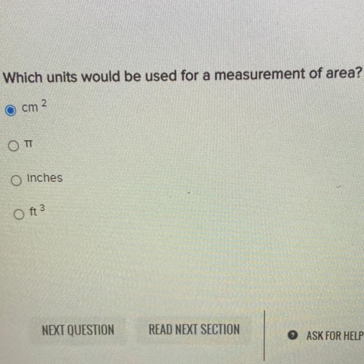 Which units would be used for a measurement of area?-example-1