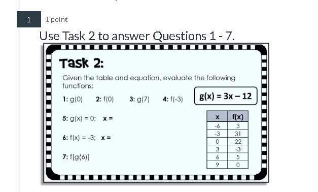 Task 2 given the table and graph, evaluate the following functions:-example-1