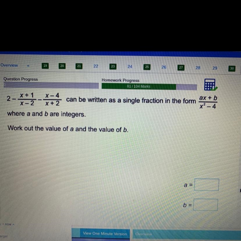 2-x+1 2- x+ X-4 ax + b X-2 can be written as a single fraction in the form x + 2 x-example-1