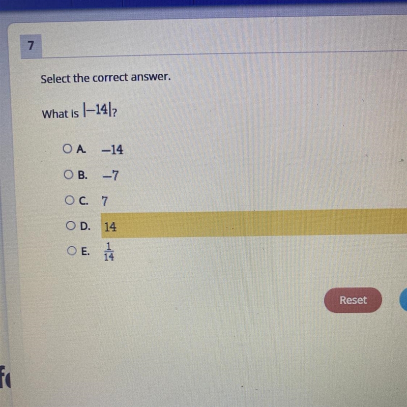 Please helpppppp ‍‍ select the correct answer what is |-14|?-example-1