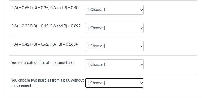 Determine if the events are independent or dependent.-example-1