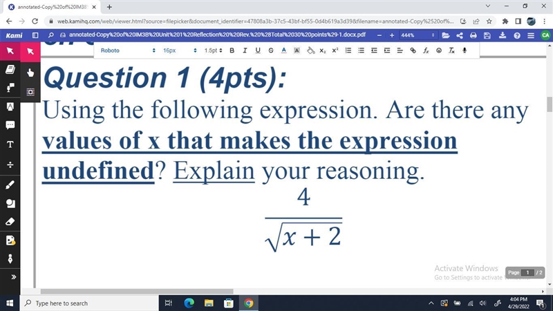 Using the following expression. Are there any values of x that makes the expression-example-1