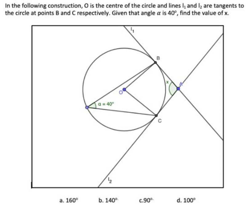 Circle theorem - find x - 2 lines are tangent to a circle-example-1