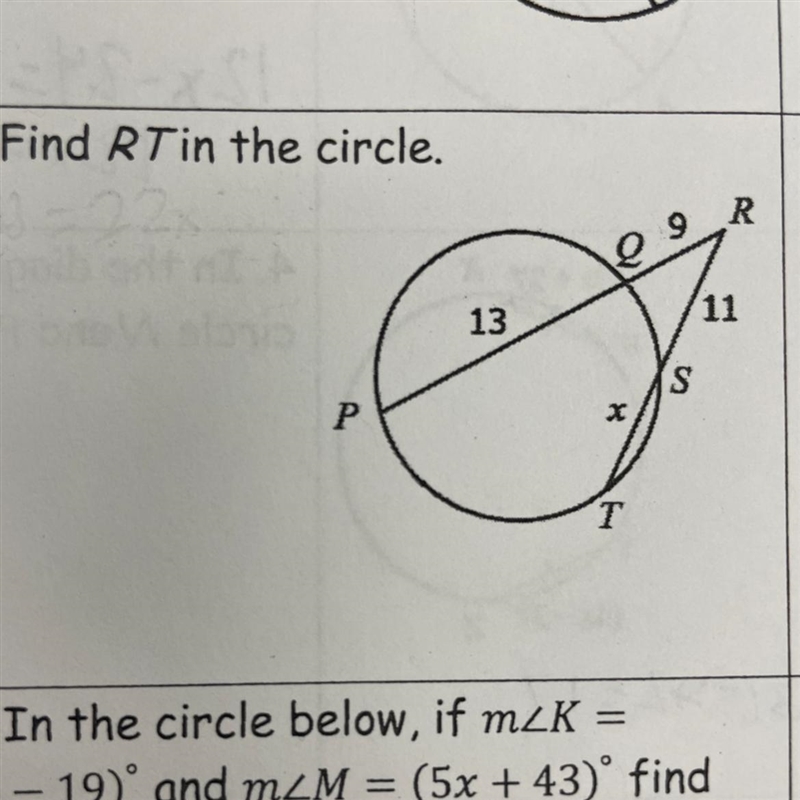 Find RT in the circle-example-1