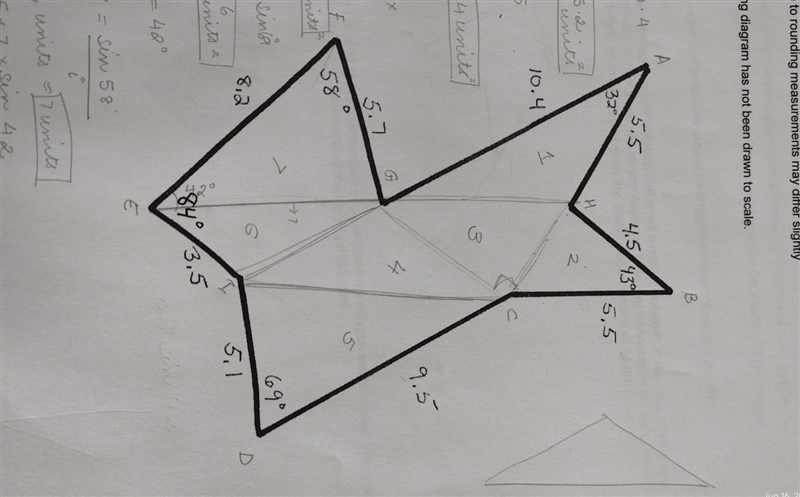 Find the areas of triangles 3 and 4.​-example-1