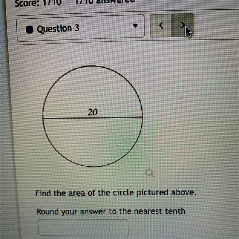 Find the area of the circle pictured above. Round your answer to the nearest tenth-example-1