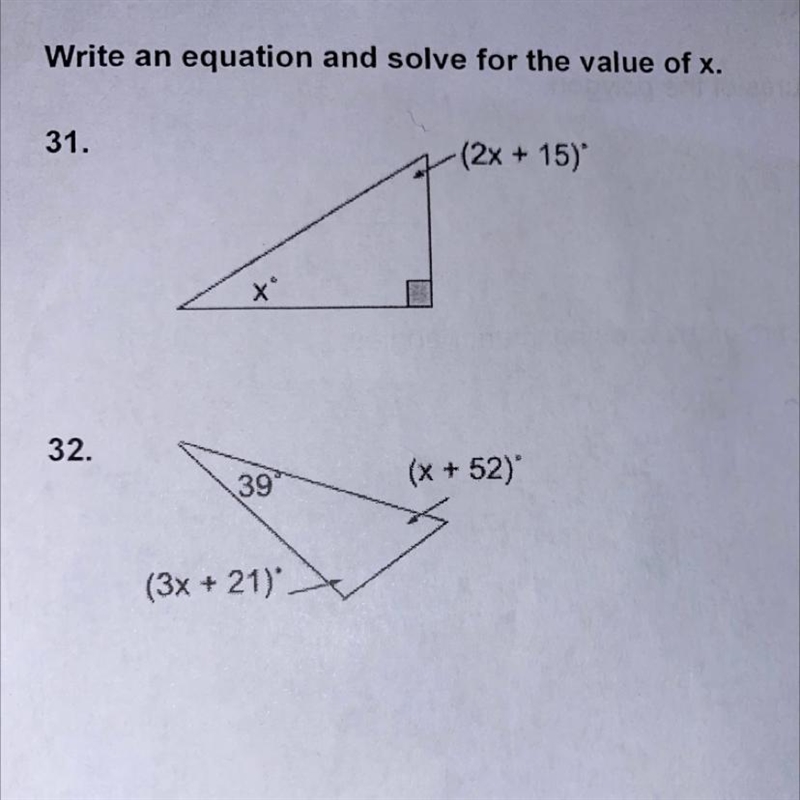 Write equation and solve for value of X (2 questions) Fairly simple I just can’t seem-example-1