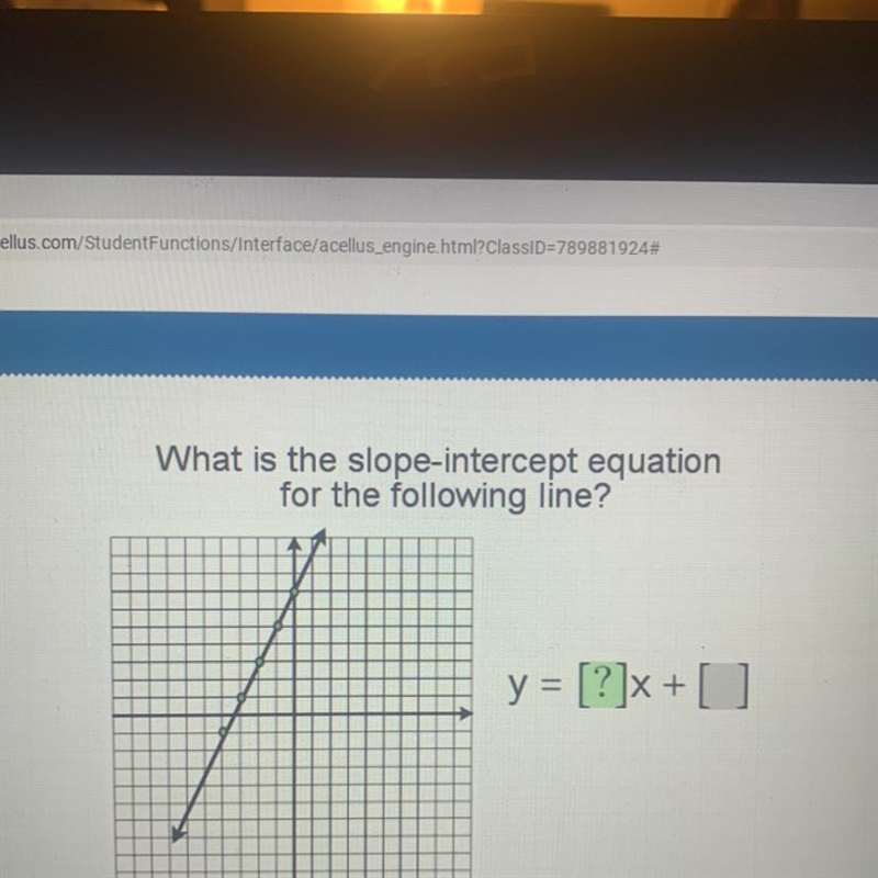 What is the slope-intercept equation for the following line?-example-1