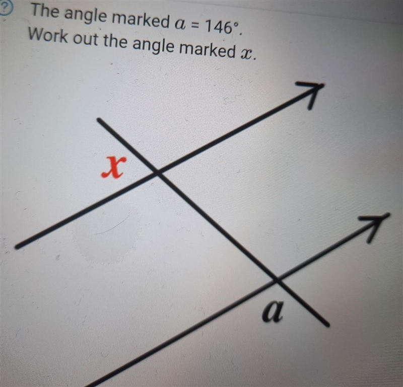 The angle marked a = 146 Work out the angle marked x.​-example-1