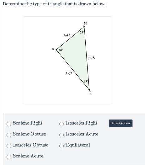 50 POINTS!!!Determine the type of triangle that is drawn below.-example-1